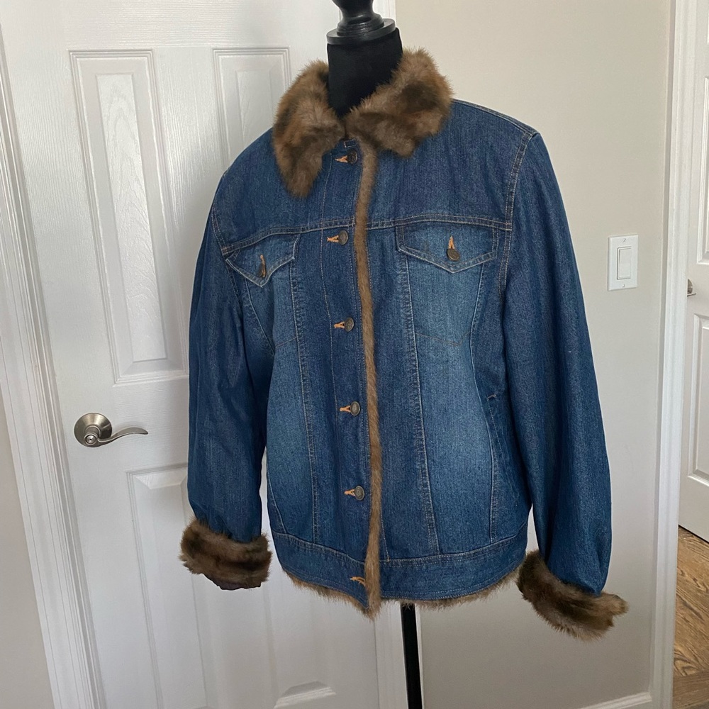 Denim Jacket with Faux Fur